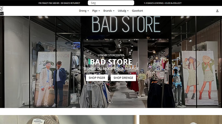 BAD STORE i Lyngby Storcenter med tøj og accessories til modebevidste børn og unge i alderen 8–16 år