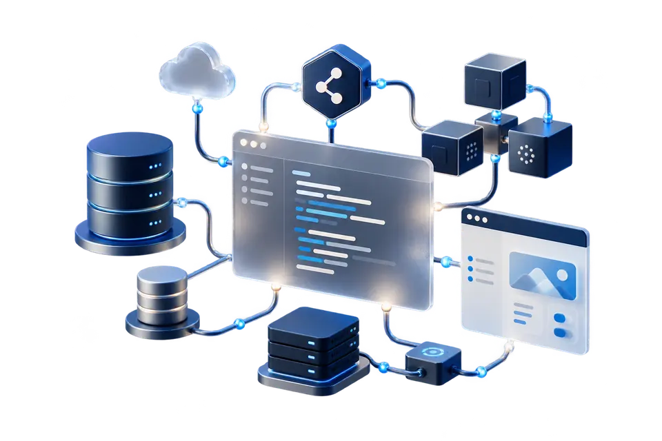 Modulær softwarearkitektur med API’er, databaser og brugerflade